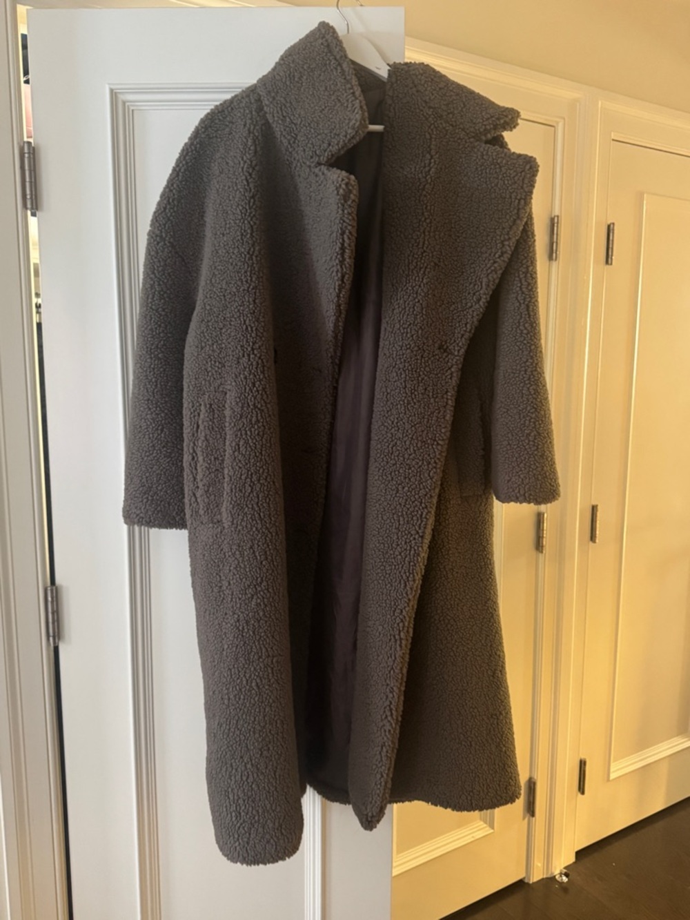 Zara Charcoal Teddy Longline Coat